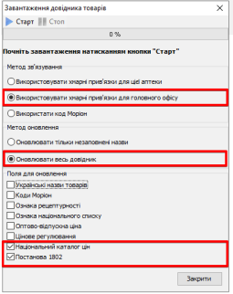 Параметри завантаження